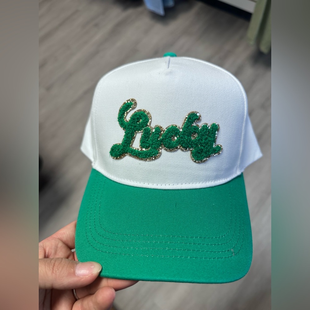 Green and White Embroidered Trucker ‘Lucky' Cap St. Patrick’s day